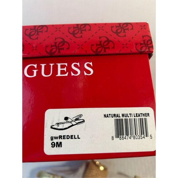 Guess sandals gold size 9 natural mult leather GWredell new - Picture 5 of 6